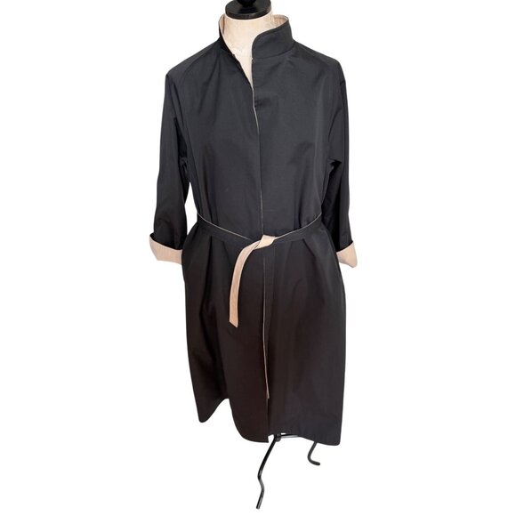 Stanbrooke Womens Trench Coat Size M Black Tan Cotton Blend Reversible Vintage - Picture 2 of 11